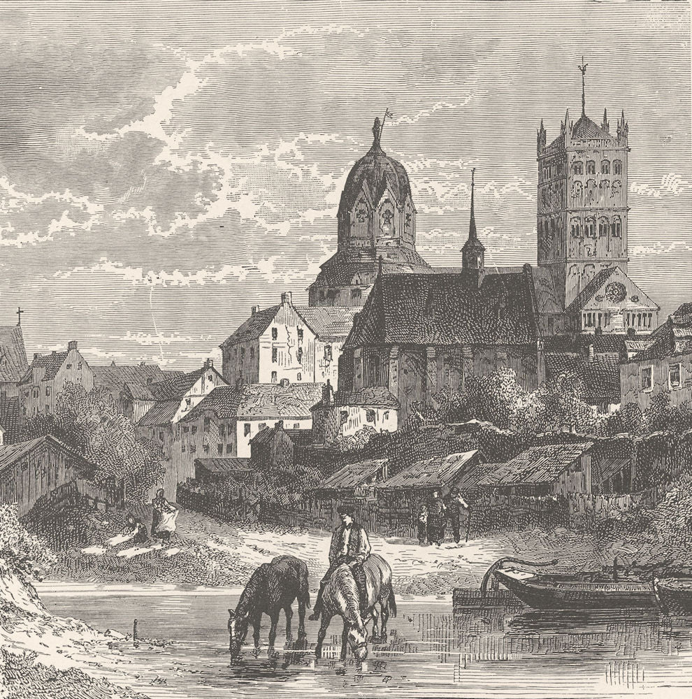 GERMANY. Neuss 1903 old antique vintage print picture